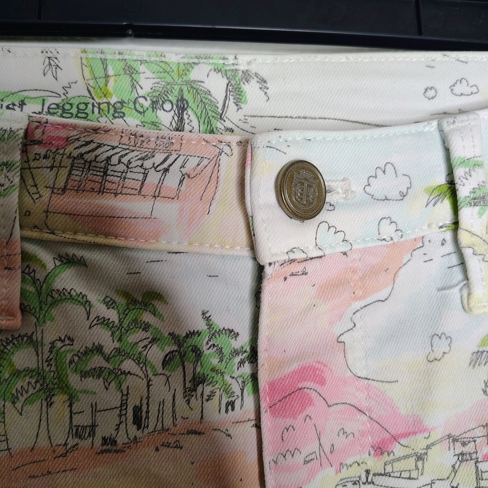Talbots Flawless Jegging Crop - Coastal Beaches Tropical Print Women Jeans Sz 4P - Picture 5 of 13